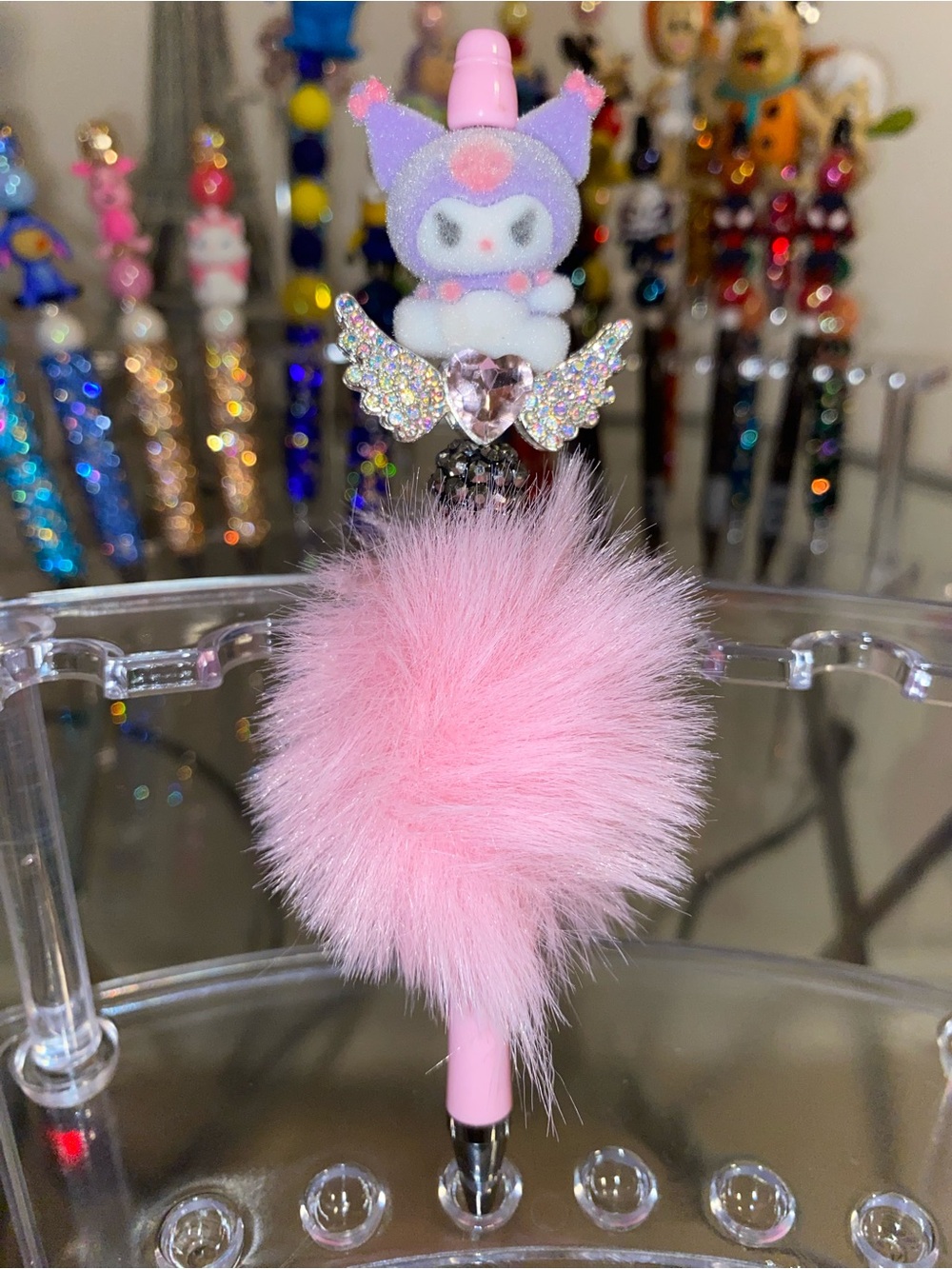 Pink Plush Pom-Pom Kuromi Pen
